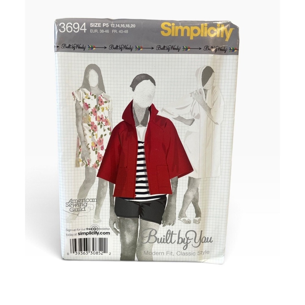 Simplicity 3694 Dress Minidress Hoody P5 (12-20) Modern Fit Built by Wendy Uncut